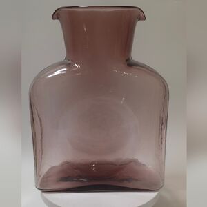 Vintage Blenko Double Spout Water Pitcher Bottle Amethyst Plum Orchid Purple